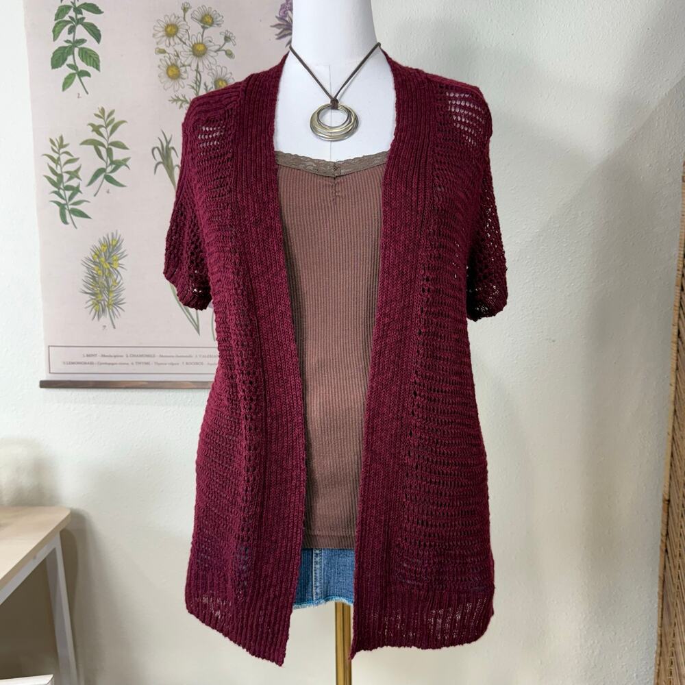 Open Knit Short Sleeve Cardigan Sweater Whimsigoth Witchy Forest Fairy Grunge L
